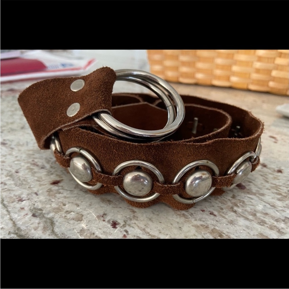 Brown suede and metal belt - Picture 2 of 2